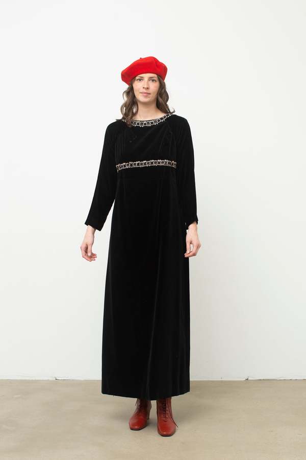 Vintage 60s Velvet Dress - Black | Garmentory