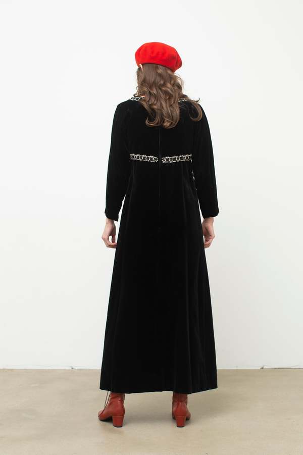 Vintage 60s Velvet Dress - Black | Garmentory