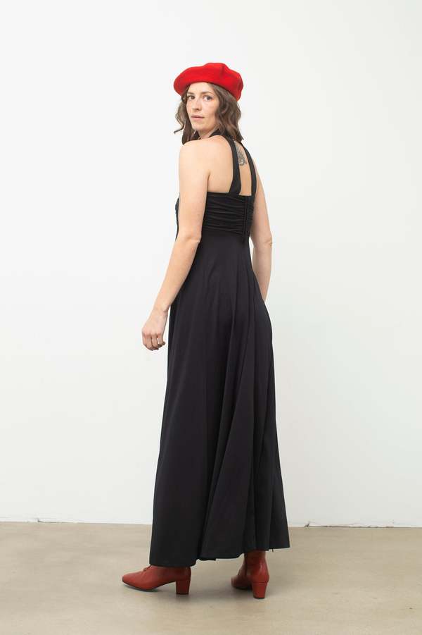 Vintage 70s Halter Disco Dress - Black | Garmentory