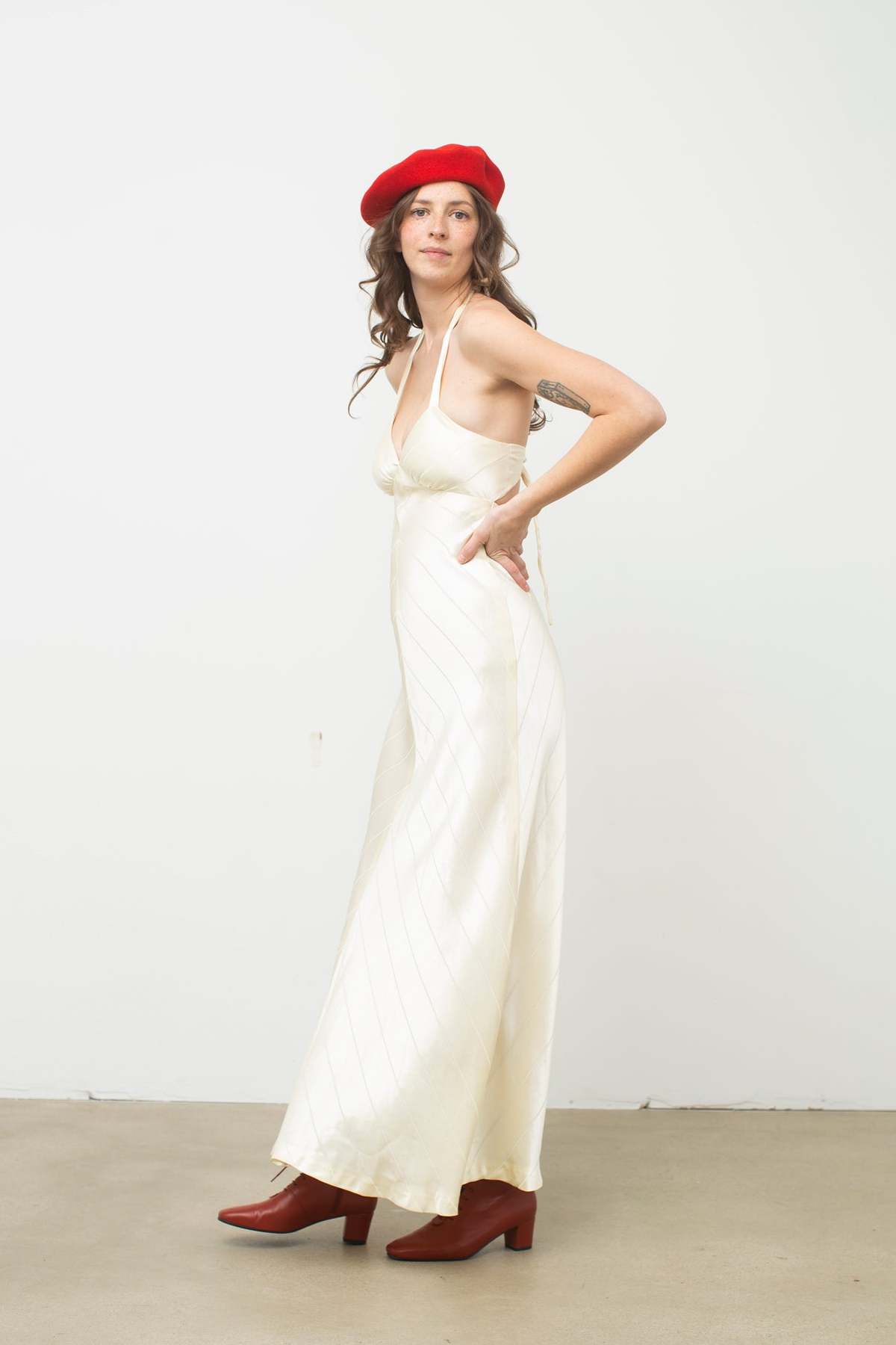 Vintage Preservation Vintage 70s Halter Disco Dress - Cream | Garmentory
