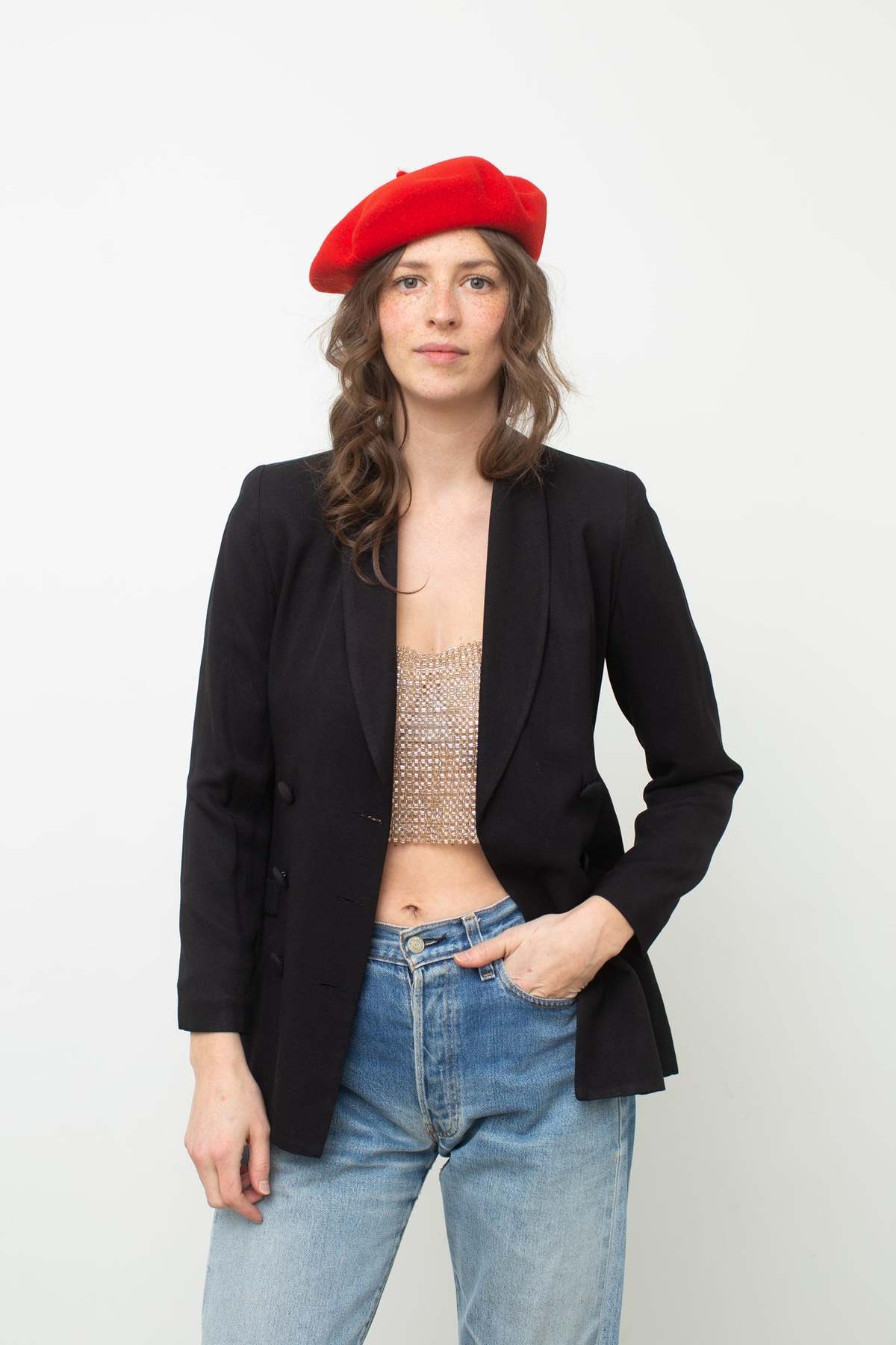 Vintage Double Breasted Blazer - Black - Image 1 of 5