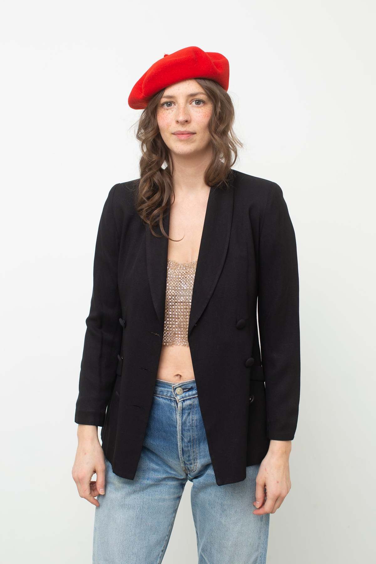 Vintage Double Breasted Blazer - Black - Image 3 of 5