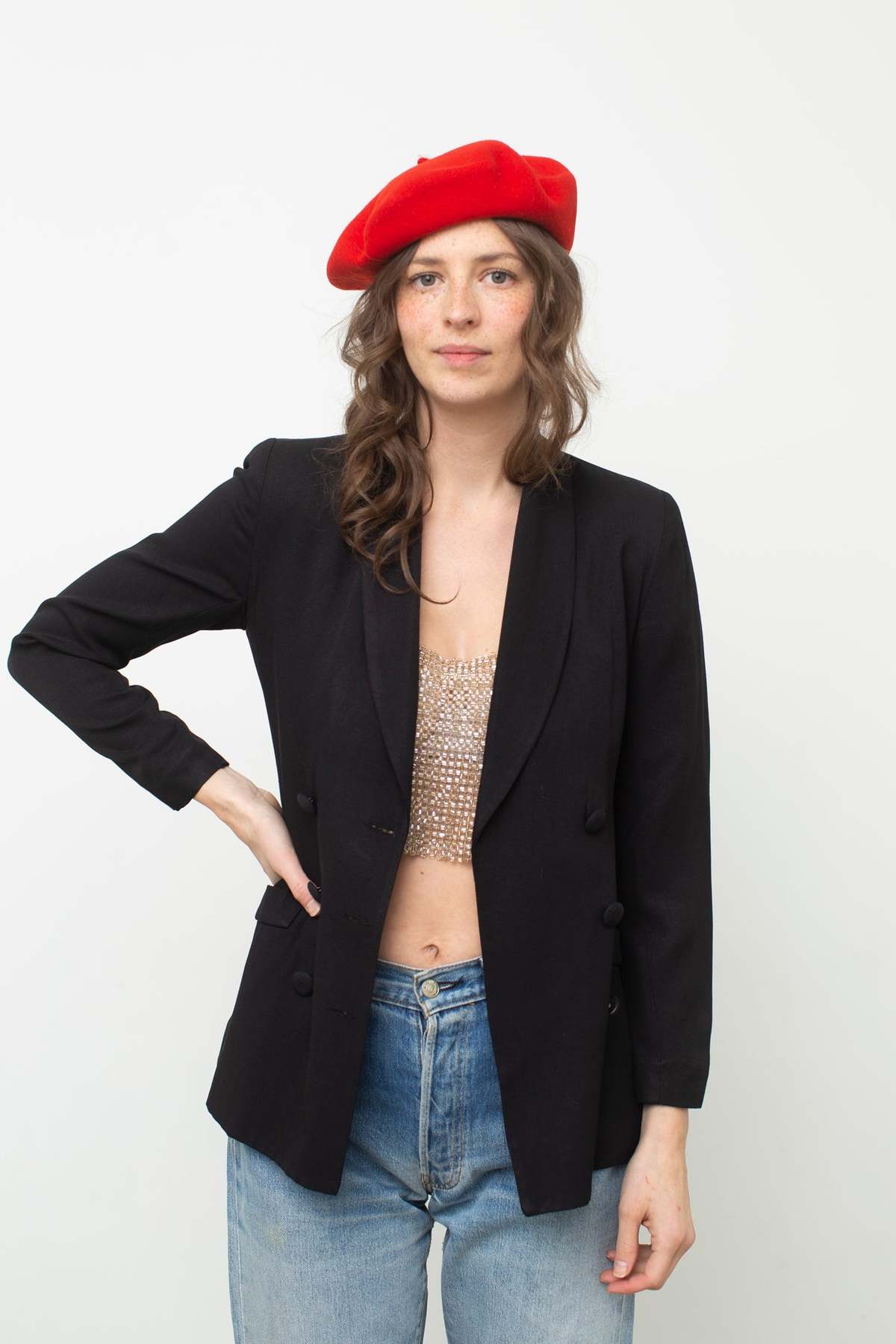Vintage Double Breasted Blazer - Black - Image 4 of 5