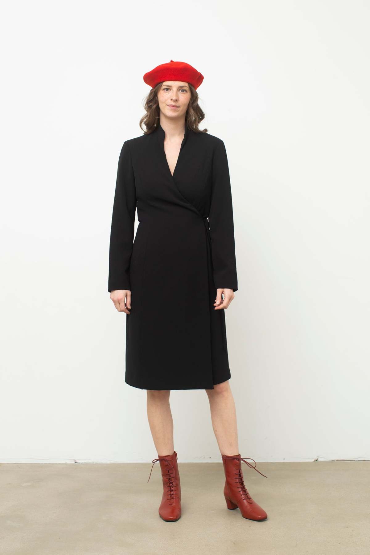Vintage Long Sleeve Wrap Dress - Black - Image 1 of 4