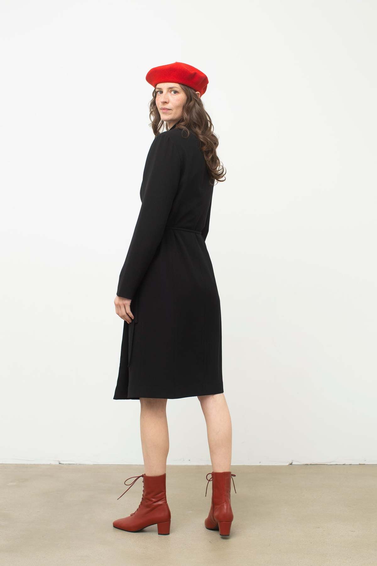 Vintage Long Sleeve Wrap Dress - Black - Image 4 of 4