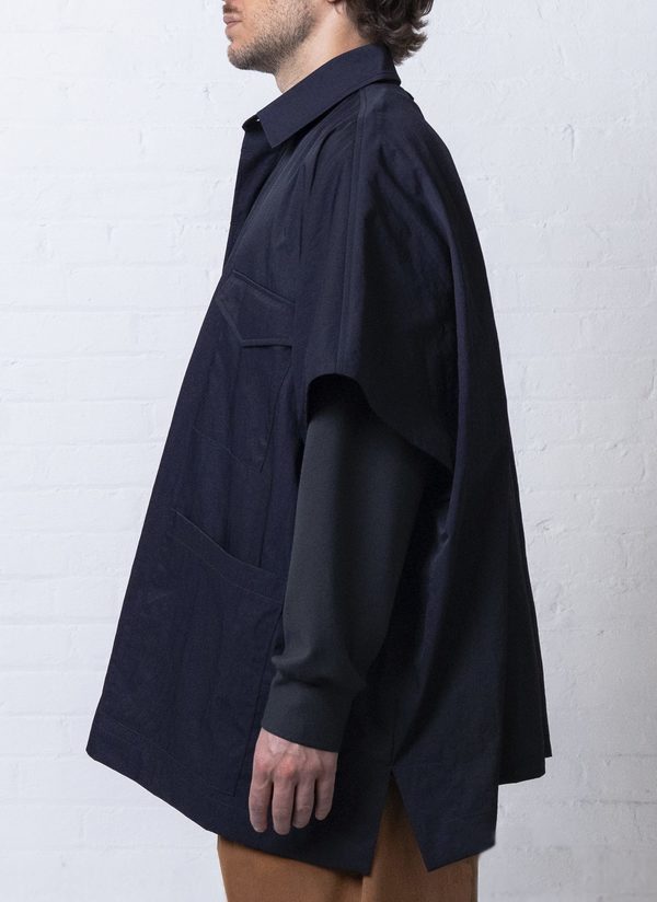 Grei. 4 Pocket Shirt Poncho - Midnight Blue | Garmentory