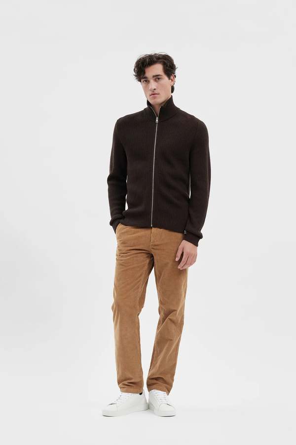 Norse Projects Hagen Cotton Wool Rib Full Zip Jacket Espresso