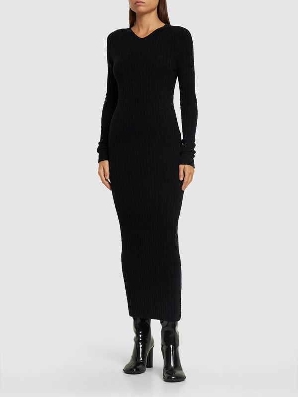 Totme Ribbed Wool Blend Midi Dress - Black | Garmentory