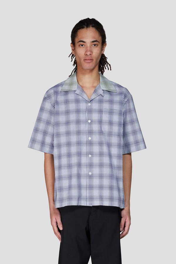 MARNI（マルニ）CONTRAST COLLAR BOWLING SHIRTS Marni Check Contrast Bowling Shirt - Blumarine | Garmentory