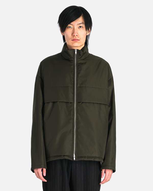 Jil Sander Nylon Twill Stand Collar Blouson - Dark Green | Garmentory