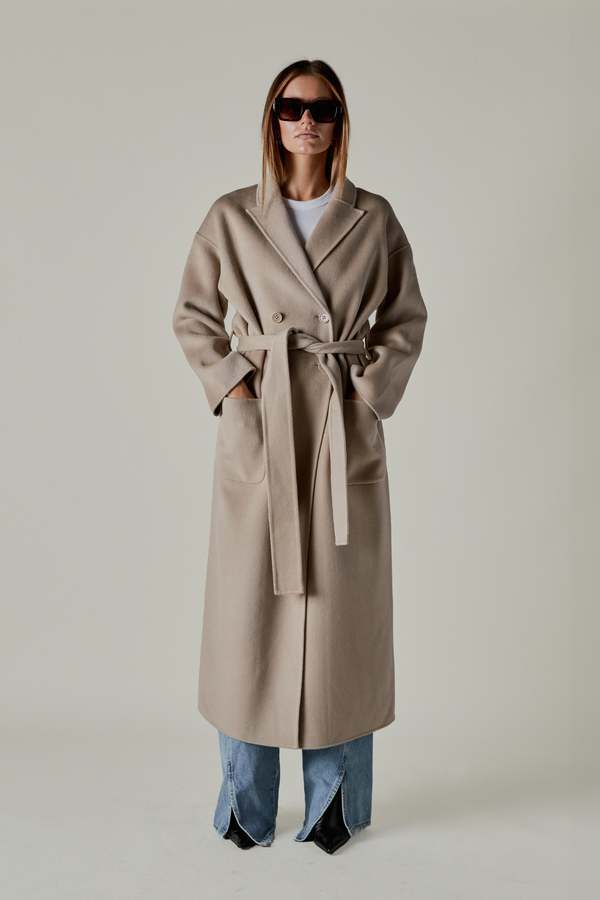 ANINE BING DYLAN MAXI COAT TAUPE Garmentory