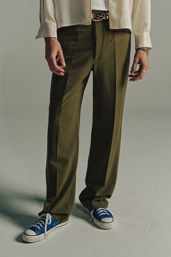 SECOND/LAYER Wool Relaxed Primo Trouser - Olive