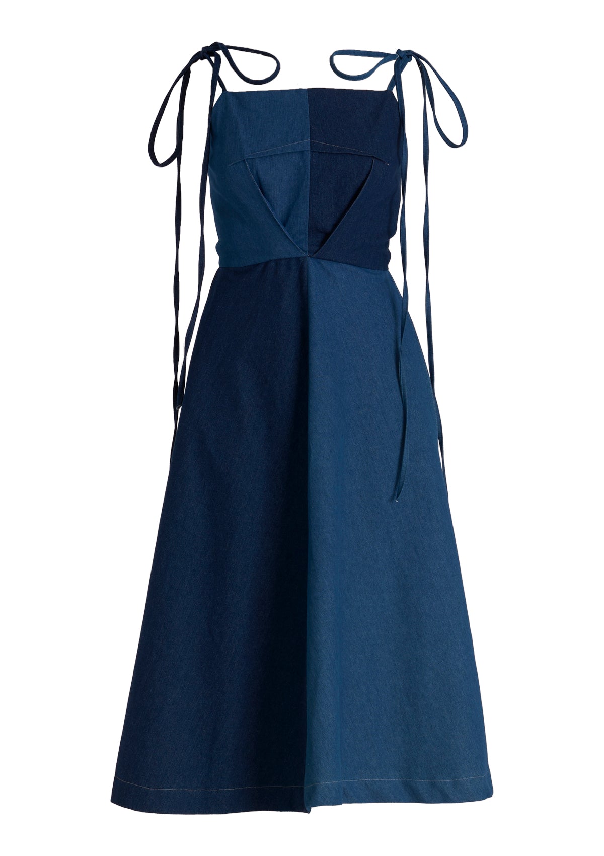 Eliza Faulkner Half Half Canadian Tuxedo Dress - Blue | Garmentory