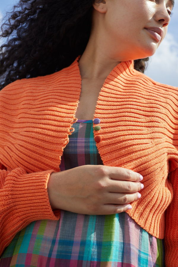 RUJUTA SHETH JORDON CARDIGAN - TANGERINE