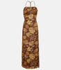 SIR. Josefina Corded Midi Dress - Brown/Mojave Floral - Thumbnail 1