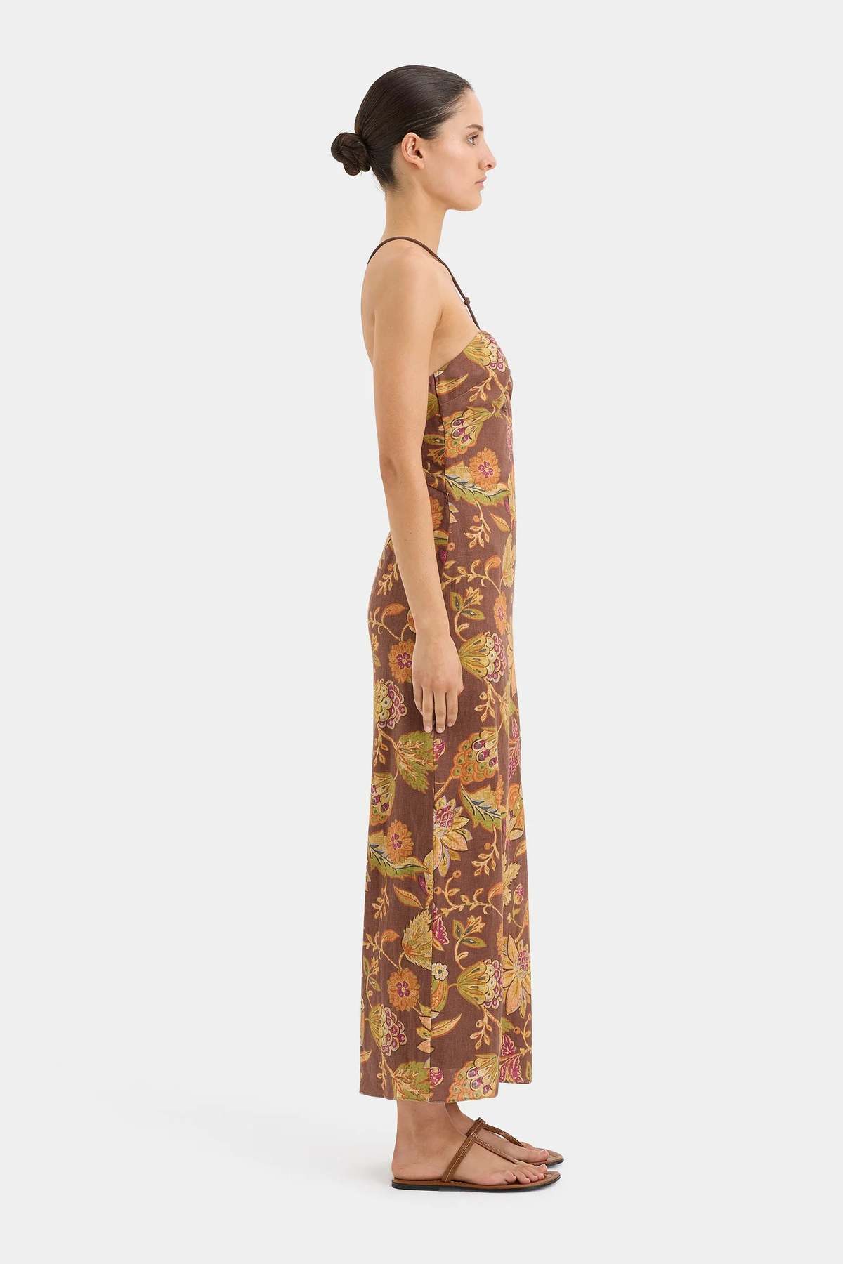 SIR. Josefina Corded Midi Dress - Brown/Mojave Floral - Image 4 of 6