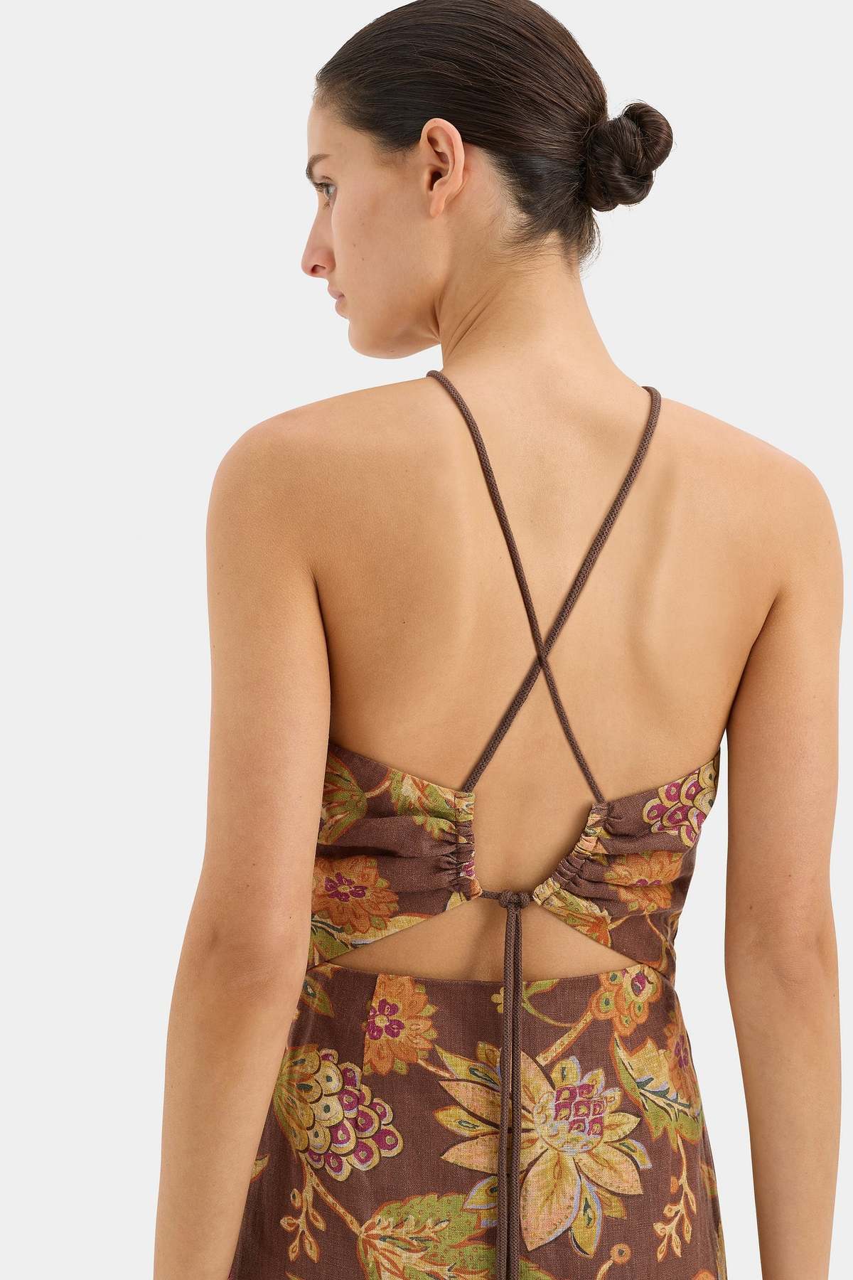 SIR. Josefina Corded Midi Dress - Brown/Mojave Floral - Image 6 of 6