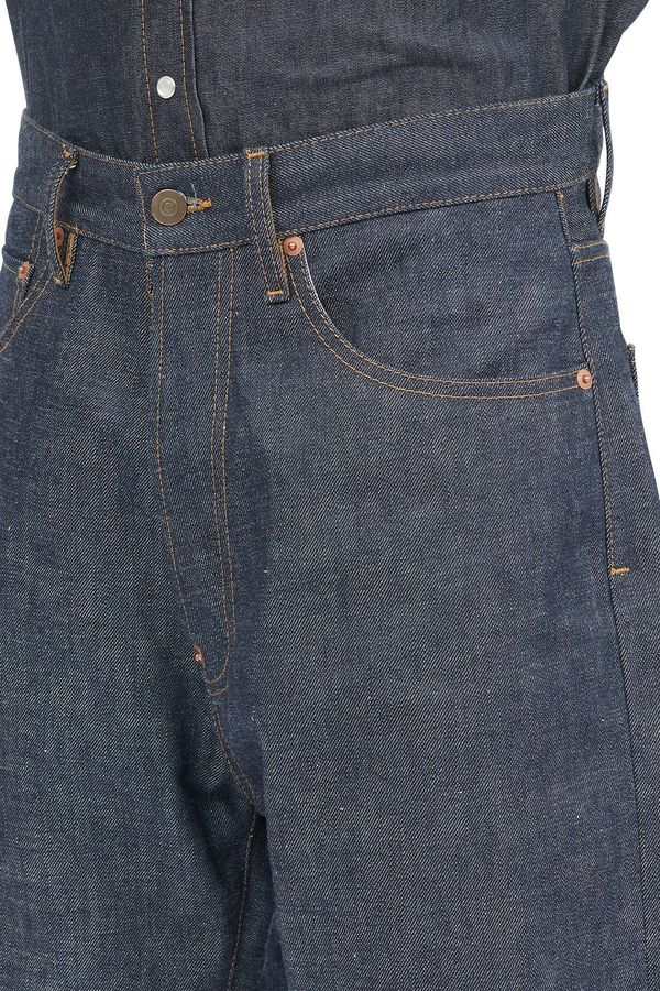 Maison Margiela Lacquered turn-up jeans - Navy | Garmentory