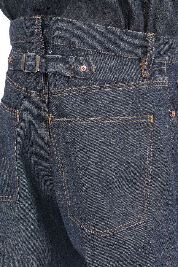Maison Margiela Lacquered turn-up jeans - Navy | Garmentory