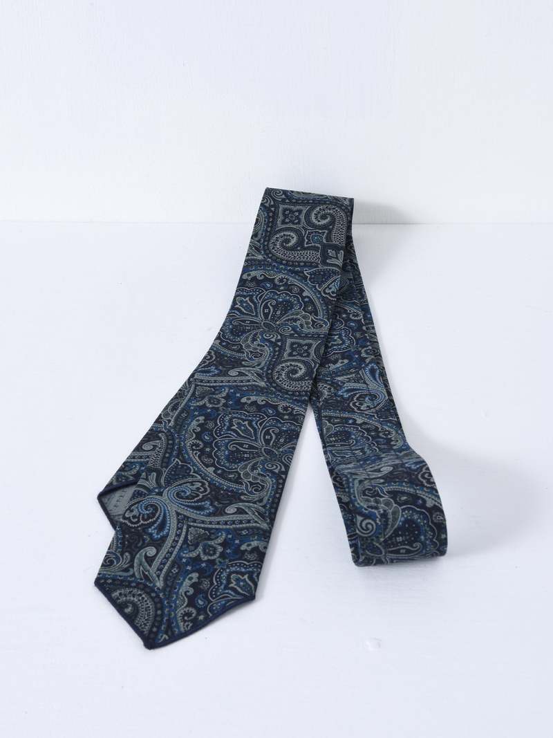 小物 Neck tie Cotton Paisley Print (Navy ) Engineered Garments Cotton Paisley Print Neck Tie - Navy