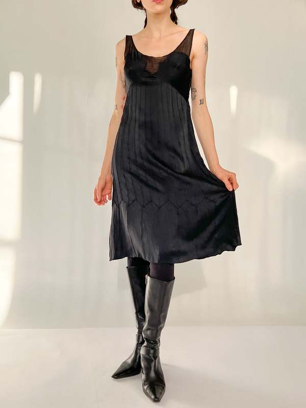 Alberta Ferretti Pieced Silk Dress - Black | Garmentory