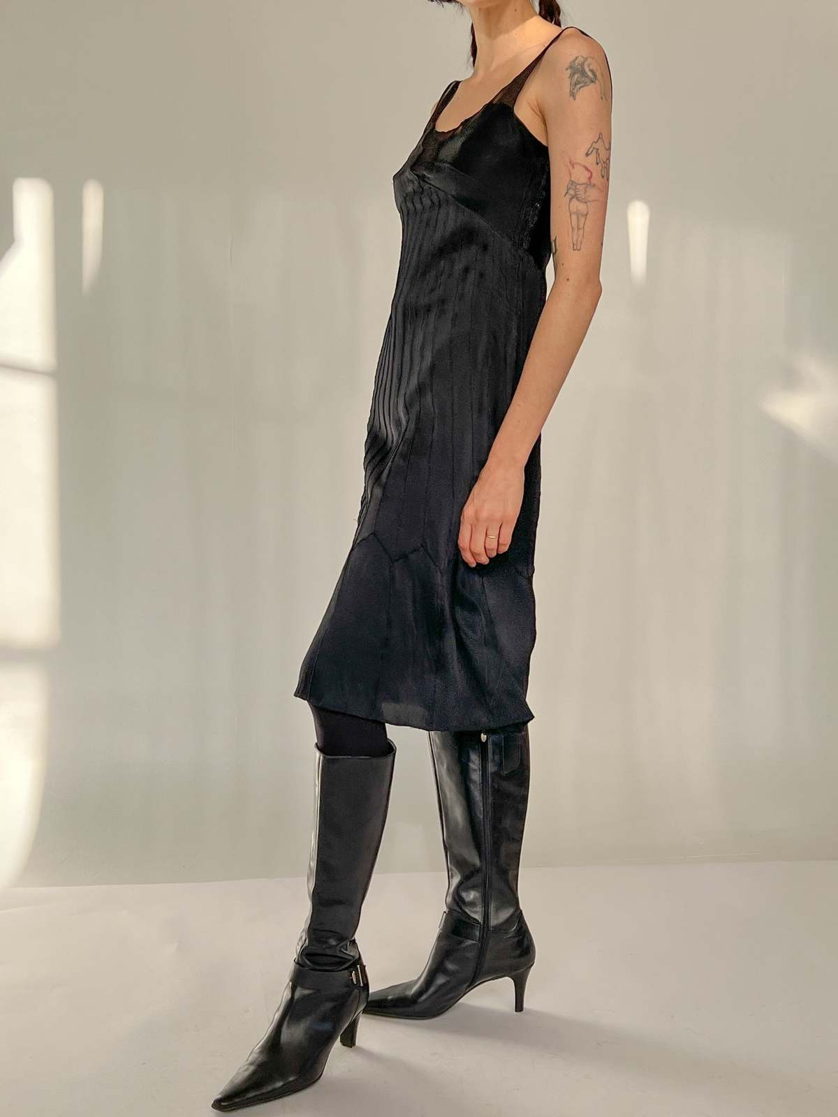 Alberta Ferretti Pieced Silk Dress - Black | Garmentory
