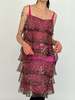 Vintage Tiered Silk Dress - Pink/Leopard - Thumbnail 1