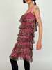 Vintage Tiered Silk Dress - Pink/Leopard - Thumbnail 3