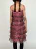 Vintage Tiered Silk Dress - Pink/Leopard - Thumbnail 4