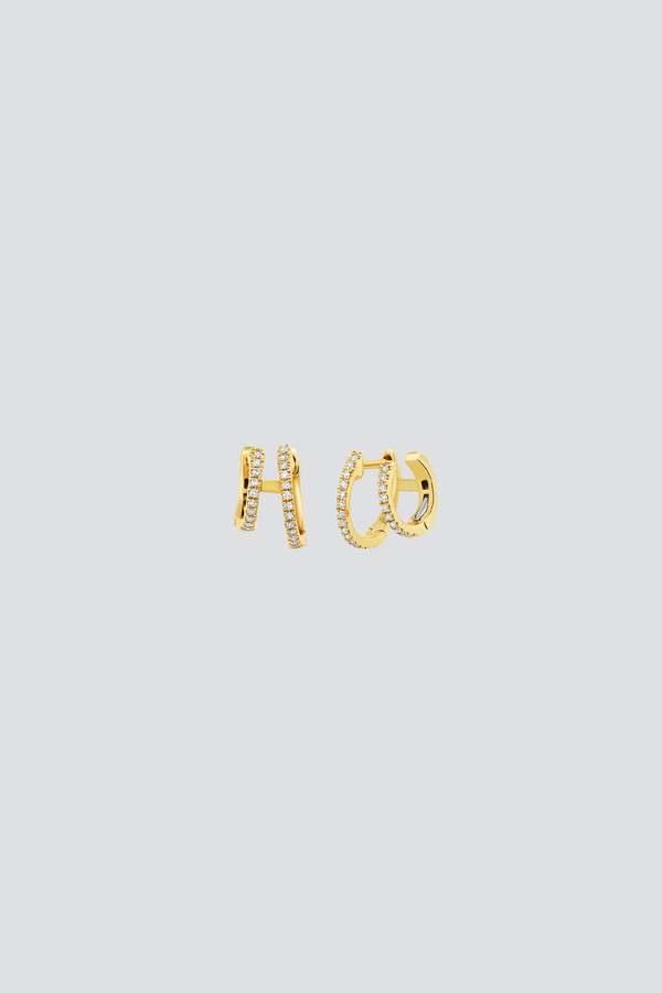 Gabriela Artigas Pave Double Hoops - 14K Yellow Gold Gabriela Artigas Pave Double Hoops - 14K Yellow Gold