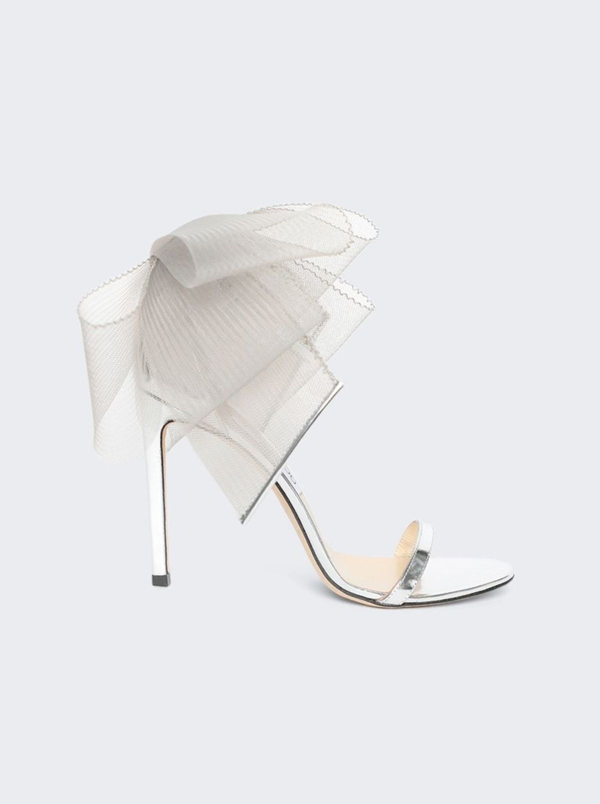 JIMMY CHOO Aveline 100 Asymmetric Sandals - Silver | Garmentory