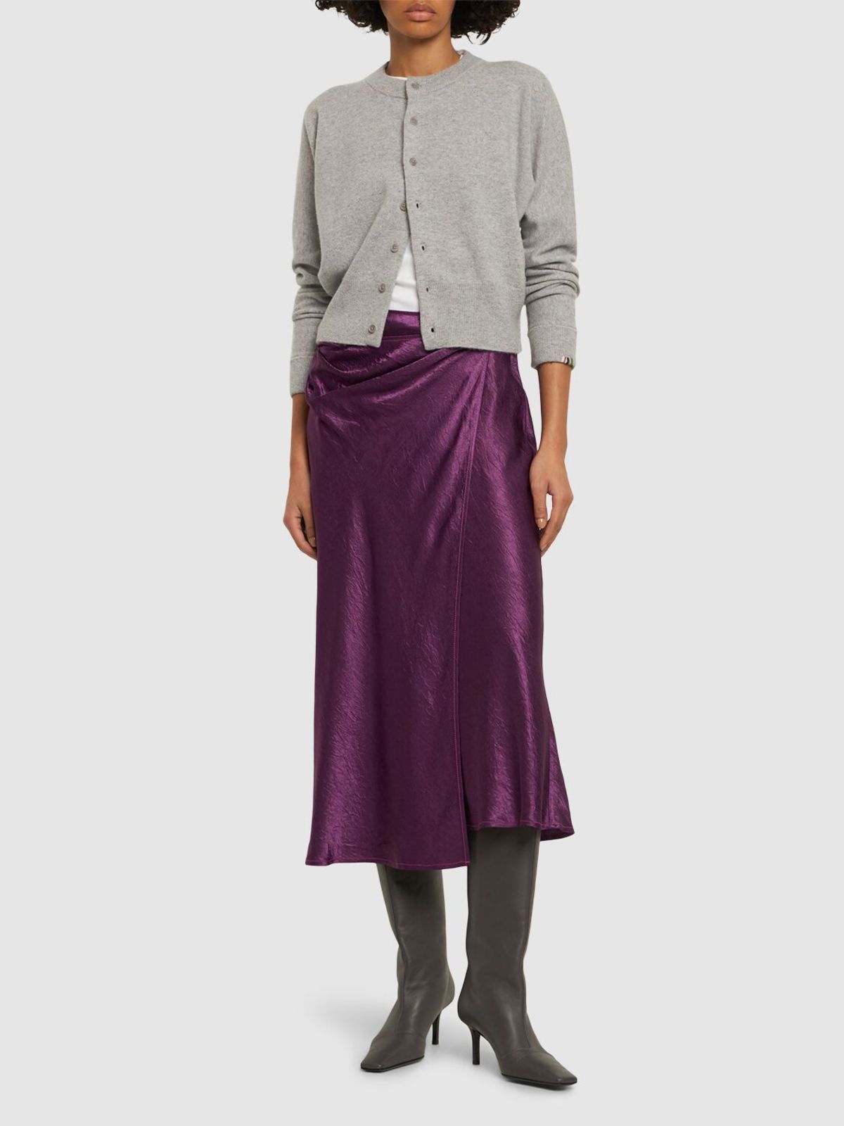 スカート Acne Studios Acne Studios Viscose Midi Skirt (AF0564 900) Acne Studios - Layered Satin Skirt - Black