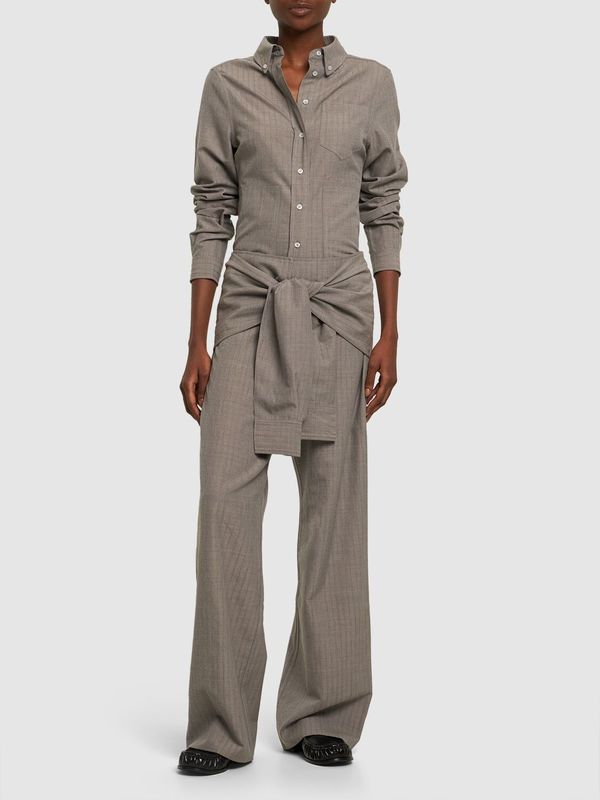 Saks Potts Rylo Wool Blend Shirt - Grey Stripe | Garmentory