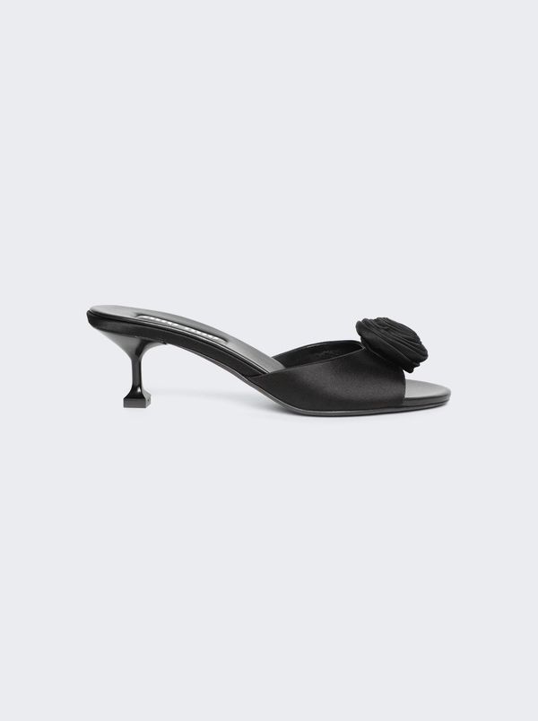 MIU MIU Satin Slides - Black | Garmentory