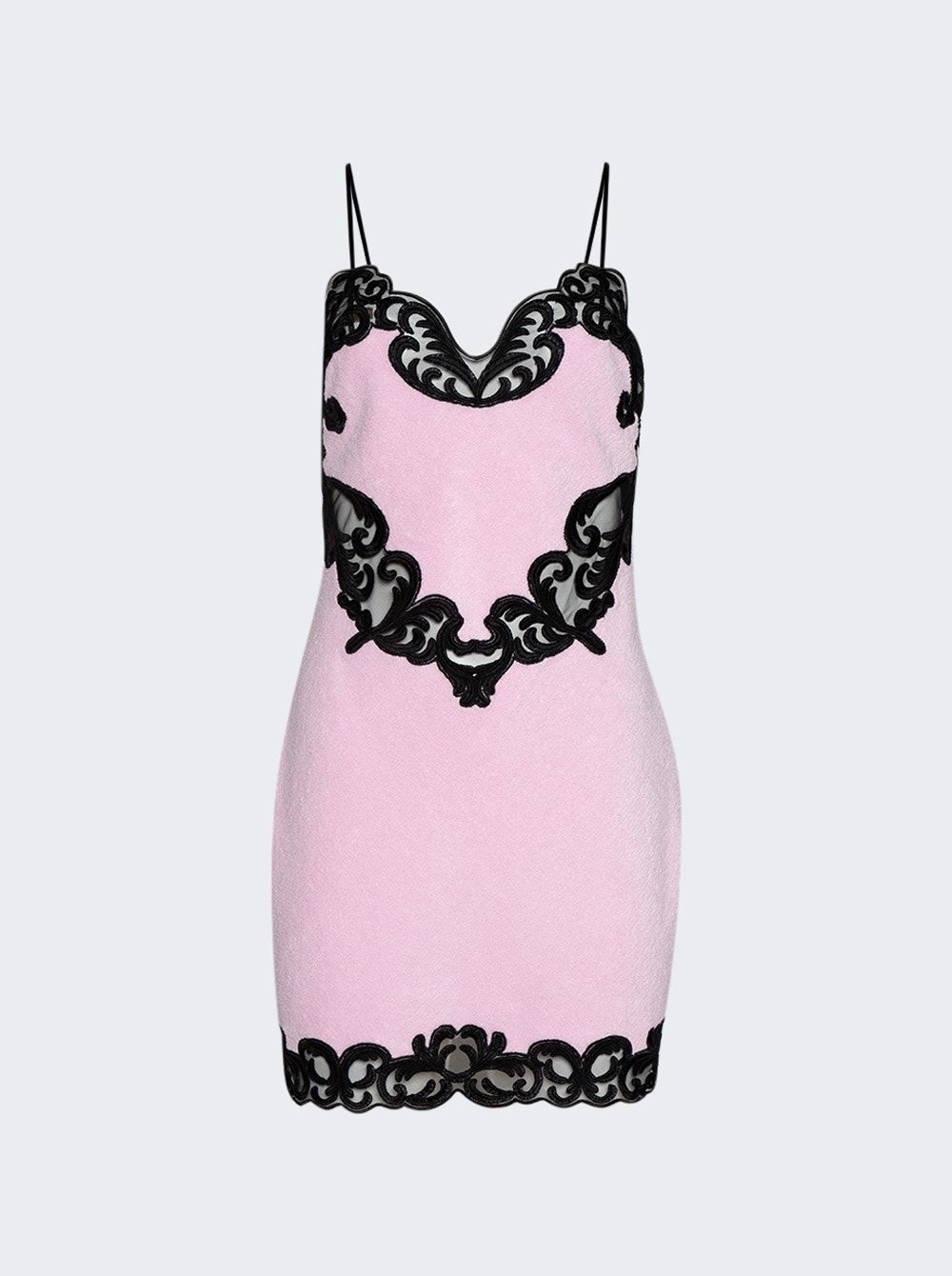 pink dress black lace Black and Pink Tulle Lace Long Prom Dress, A-Line Strapless Evening Sweet 16 Dress US 6 / Black and Pink main image 0