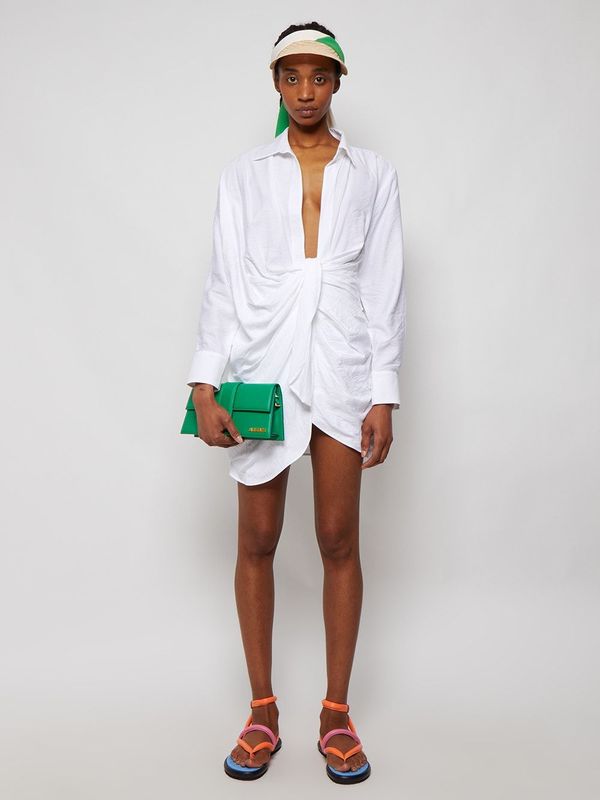 ワンピース JACQUEMUS WOMEN La Robe Bahia Draped Mini Dress White JACQUEMUS WOMEN La Robe Bahia Draped Mini Dress White