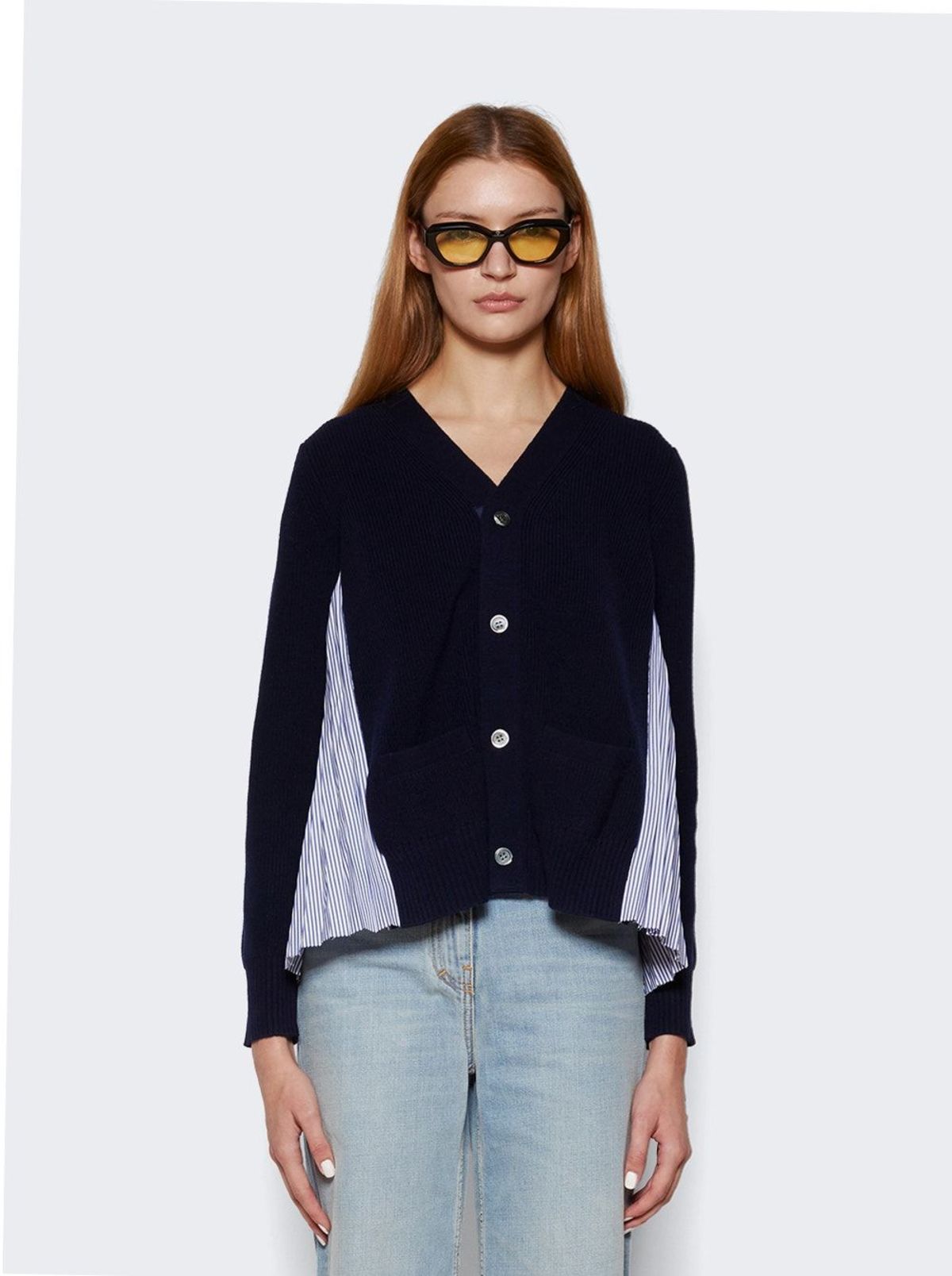 ワンピース sacai Horizontal Stripe Knit Cape SACAI Hooded striped ribbed-knit cape | NET-A-PORTER