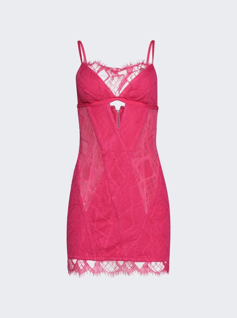 Dion Lee Oblique Lace Corset Dress - Candy Pink | Garmentory