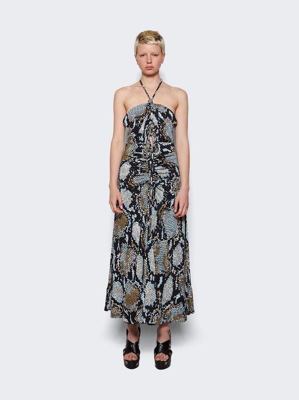 Proenza Schouler Printed Snake Crepe De Chine Halter Dress - Black  Multicolor | Garmentory