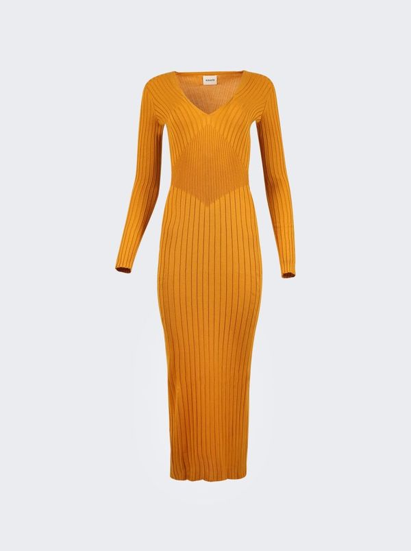 khaite Nicolai Silk Rib Knit Dress - Bronze | Garmentory khaite Nicolai Silk Rib Knit Dress - Bronze | Garmentory