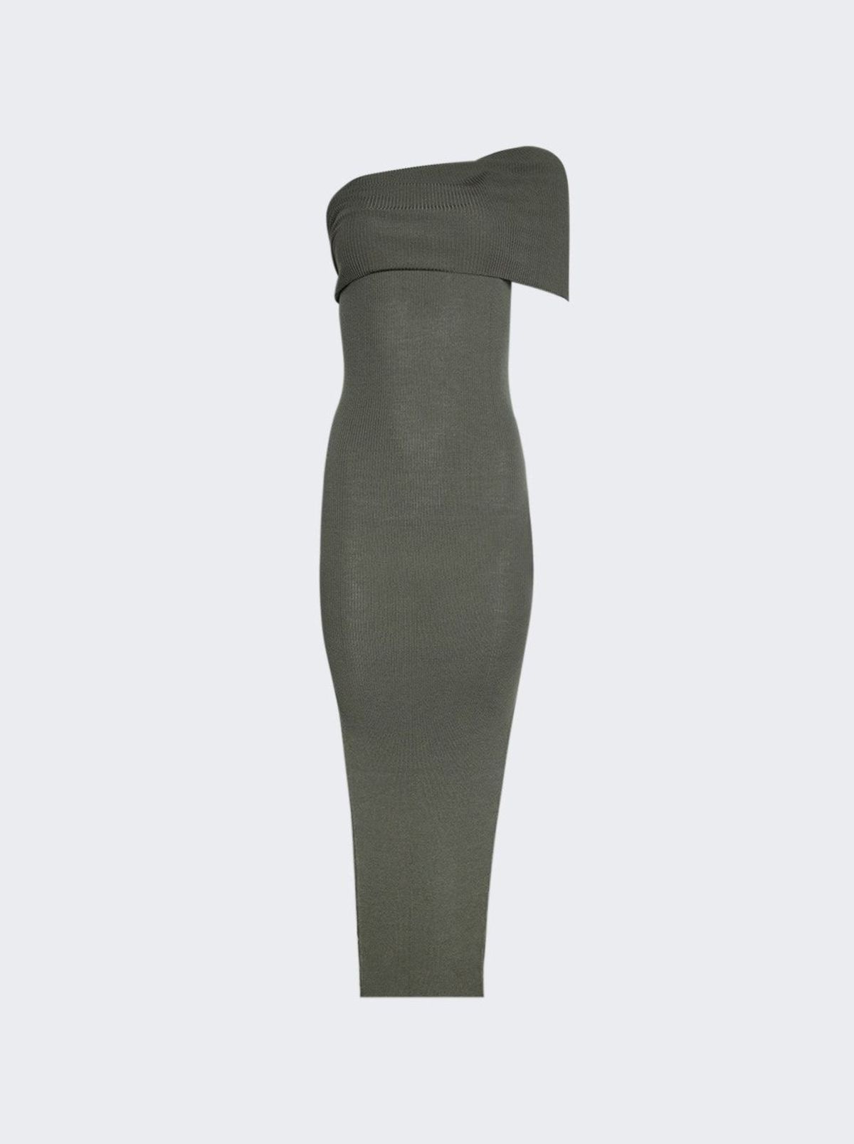 Rick Owens Ribbed One-shoulder Dress - Moss Green | Garmentory