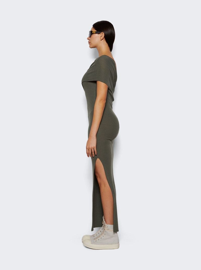 rick owens ribbed one shoulder dress Rick Owens one-shoulder Split Midi Dress | Grey