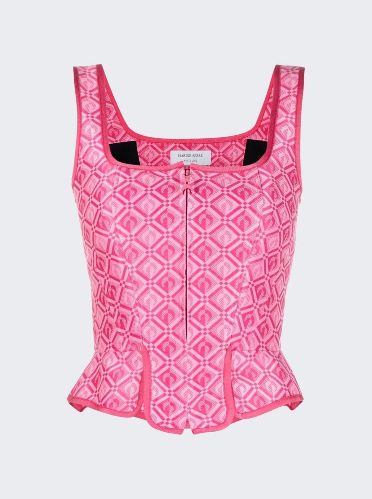 MARINE SERRE Moon Diamant Tailored Jacquard Bustier Top - Pink