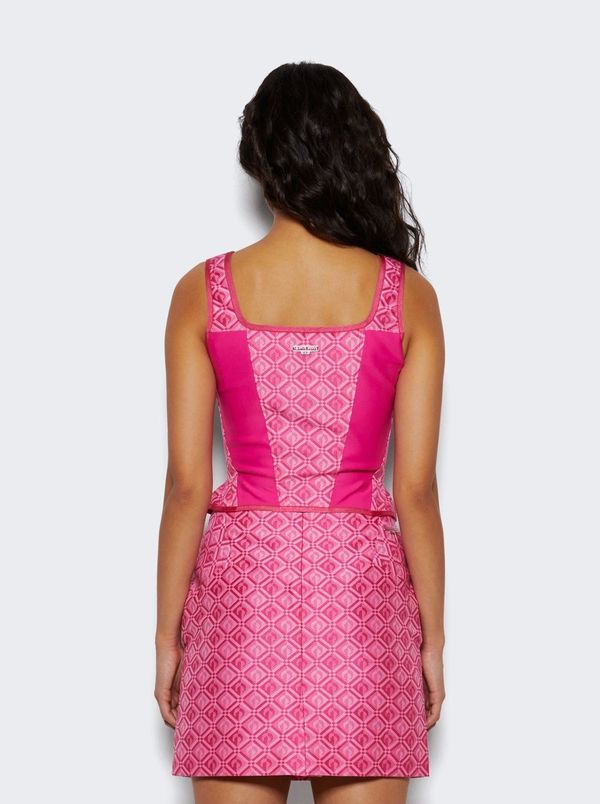 MARINE SERRE Moon Diamant Tailored Jacquard Bustier Top - Pink