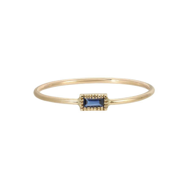 Jennie Kwon Designs Baguette Blue Sapphire Moon Drop Ring