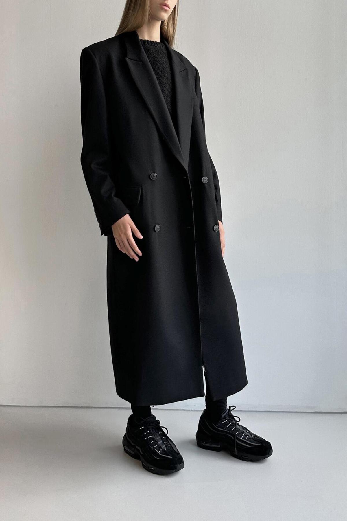 [LOW CLASSIC] / ☆ 24SS OVER FIT BELTED COAT / BLACK LOW CLASSIC Double Long Coat - Black | Garmentory