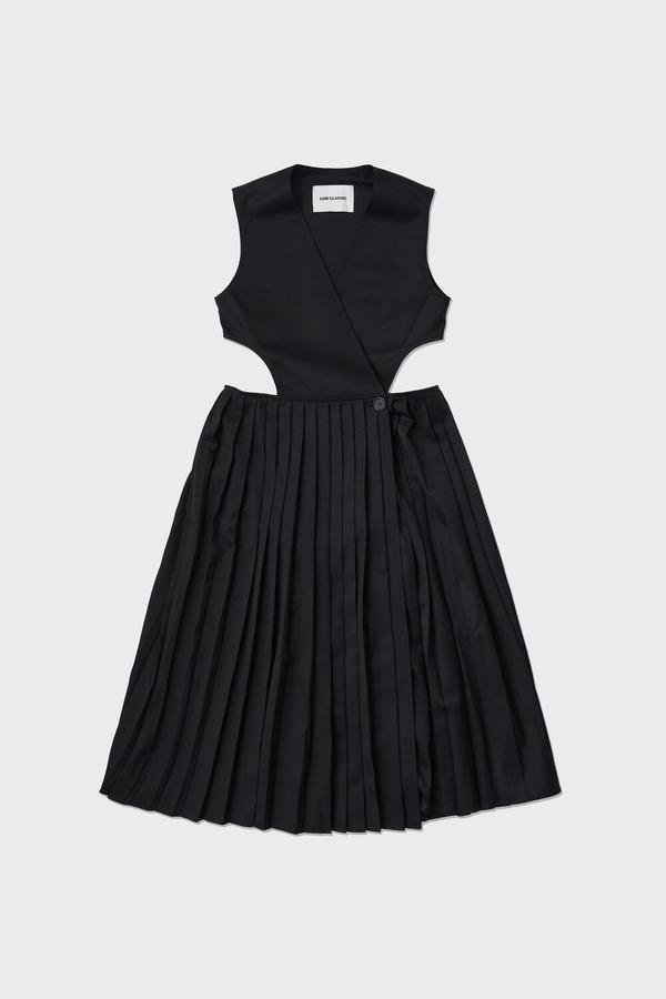 tea length black dress Elegant Black Tea Length Dress with Short Sleeves DV3036 Size 18W / Black main image 1