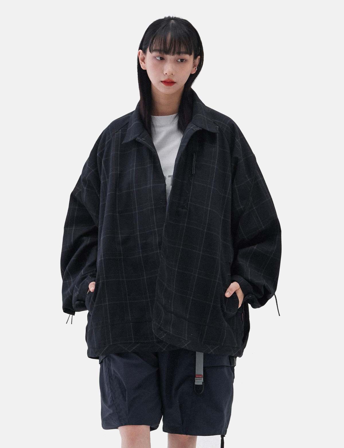 GOOPiMADE FD-G4 Oversized Mesh Check Shirt - Midnight Navy