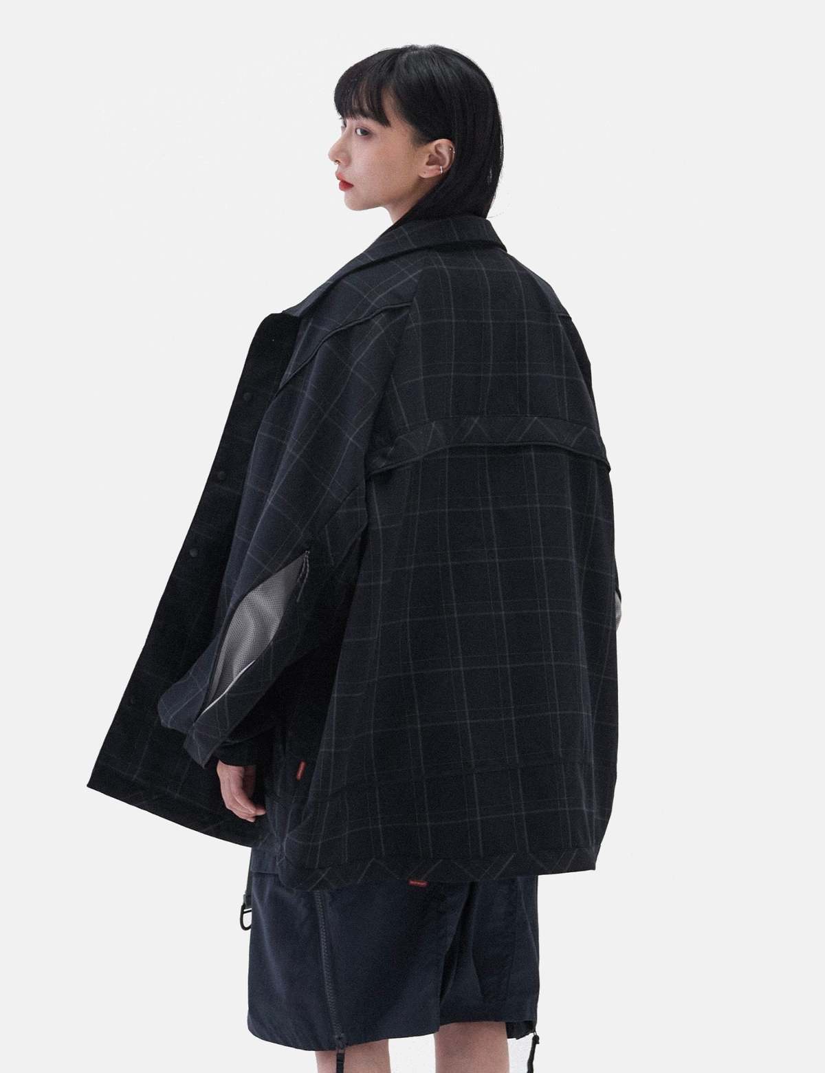 GOOPiMADE FD-G4 Oversized Mesh Check Shirt - Midnight Navy