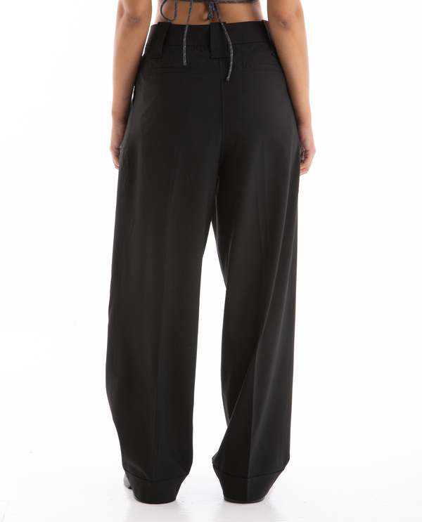 Ganni Drapey Melange Pleat Pants - Black | Garmentory